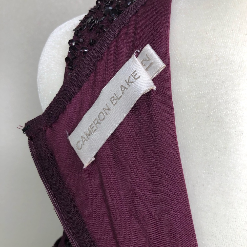 Cameron Blake Purple Beaded Evening A-Line Gown Sz 12 - Picture 4 of 10